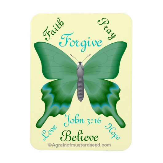 Faith Pray Believe Butterfly Bijbelcitaat Magneet (Verticaal)