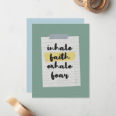 Faith Quote: Inhale Faith Exhale Fear Notitiekaartje (Voorkant / Achterkant in situ)