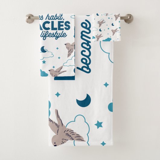 Faith quotes en vogelpatroon bad handdoek (Insitu)