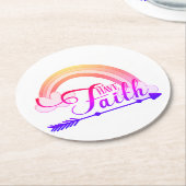 Faith Rainbow Ronde Kartonnen Onderzetter (Gebogen)