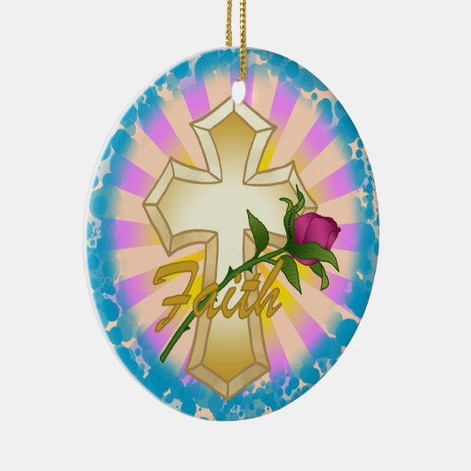 Faith Roos Christelijk Kruis Ornament (Rechts)