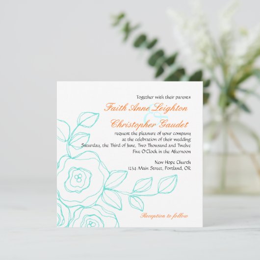 Faith Roos - Square Wedding Invitation Kaart (Staand voorkant)