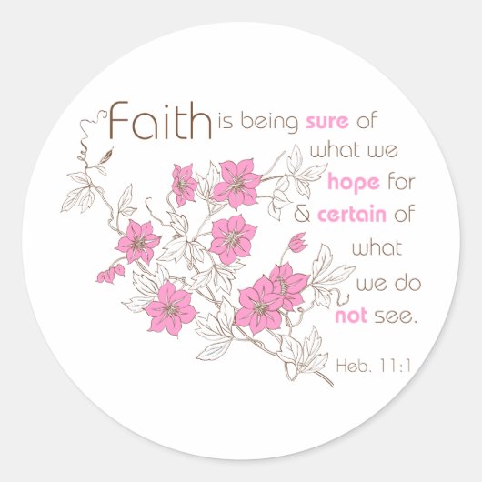 Faith (roze en bruin) ronde sticker (Voorkant)