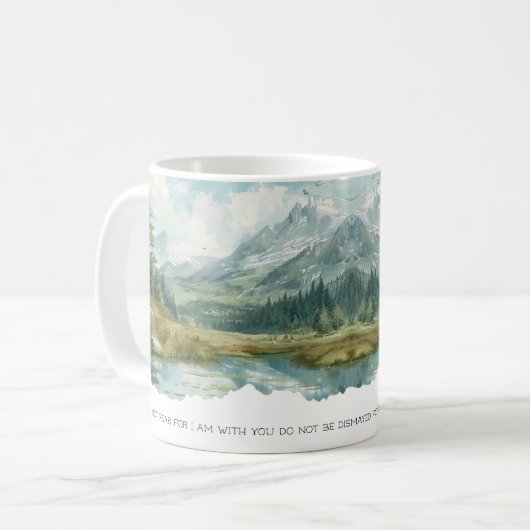 Faith Scripture Isaiah 41:10 Mountain Mug Koffiemok (Voorkant links)