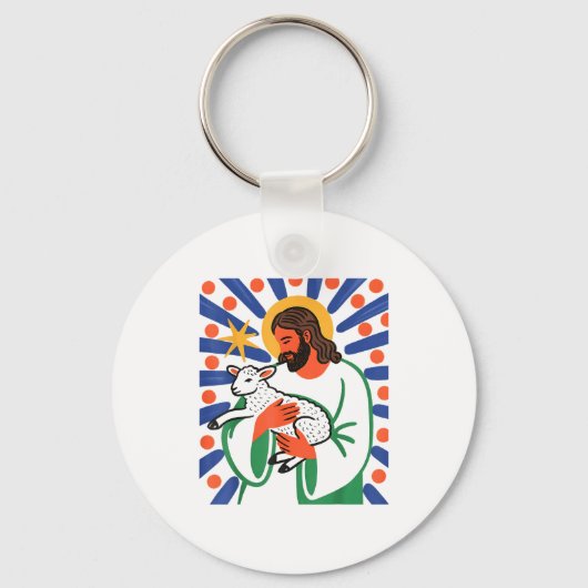 Faith Shepherd Lamb Peaceful Divine Sritual Design Sleutelhanger (Voorkant)