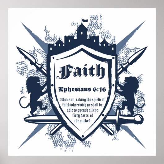 Faith Shield Christelijk Faith Bible Verse Ephesia Poster (Voorkant)