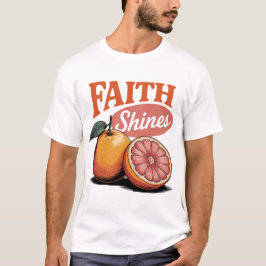 Faith Shines Orange Grapefruit Retro Christian Tee T-shirt