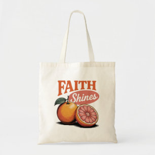 Faith Shines Oranje Grapefruit Retro Christelijk T Tote Bag