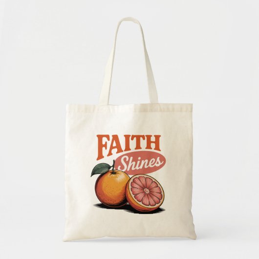 Faith Shines Oranje Grapefruit Retro Christelijk T Tote Bag (Voorkant)