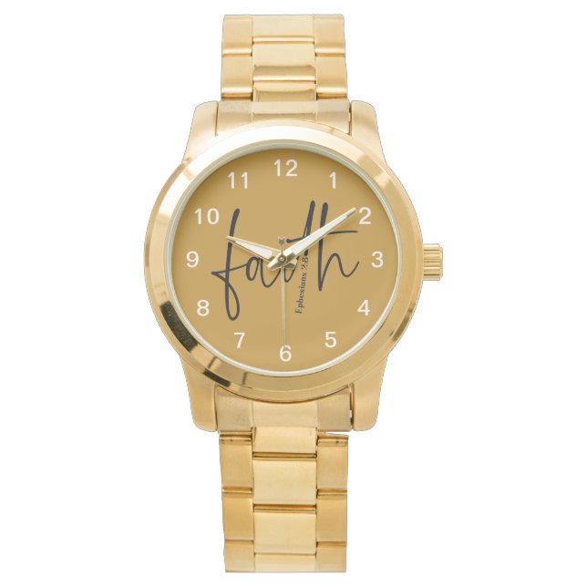 Faith Simple Bible Verse Quote Zwarte Typografie Horloge (Voorkant)