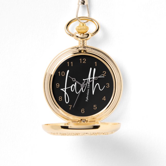 Faith Simple Bible Verse Quote Zwarte Typografie Horloge (Voorkant)