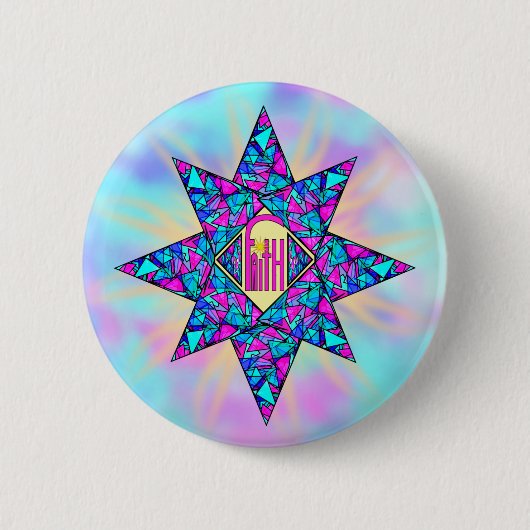 Faith ~ Star Ronde Button 5,7 Cm (Voorkant)