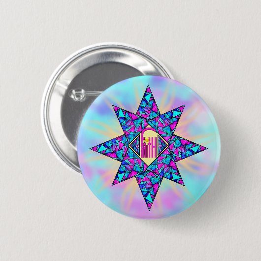 Faith ~ Star Ronde Button 5,7 Cm (Voorkant /achterkant)