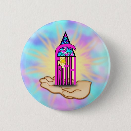 Faith ~ Steeple Ronde Button 5,7 Cm (Voorkant)