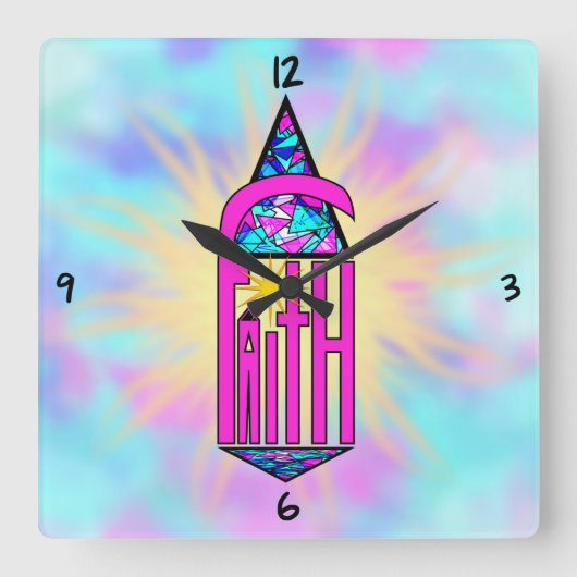 Faith ~ Steeple Square Wall klok (Voorkant)