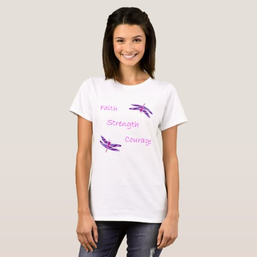 Faith Strength Courage Dragonfly Shirt (Voorkant volledig)