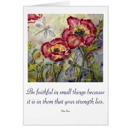 Faith Strength Quote Dragonfly Art Wenskaart
