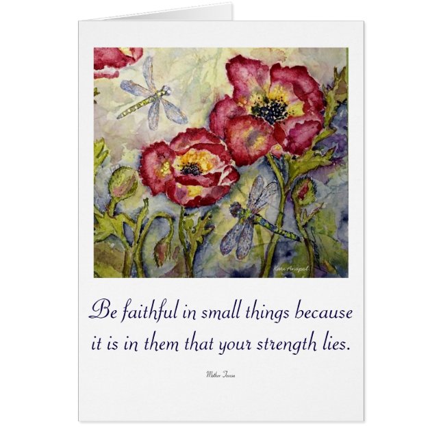 Faith Strength Quote Dragonfly Art Wenskaart (Voorkant)
