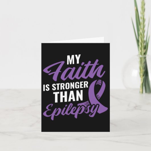 Faith Stronger dan Epilepsy Epilepsy Awareness Pa Kaart (Voorkant)