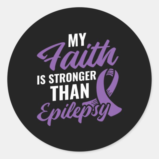 Faith Stronger dan Epilepsy Epilepsy Awareness Pa Ronde Sticker (Voorkant)