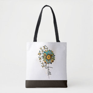 Faith Sunflower Butterflies Christelijk Religieus Tote Bag