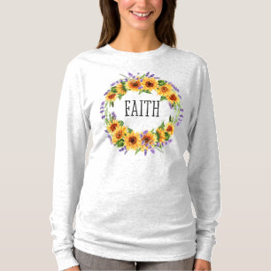 Faith Sunflower en Lavender Floral Wreath T-shirt