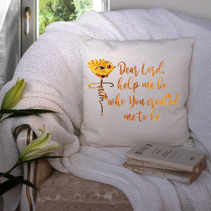 Faith Sunflower met Prayer Quote Kussen
