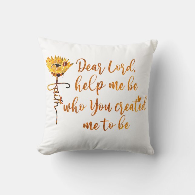 Faith Sunflower met Prayer Quote Kussen (Voorkant)