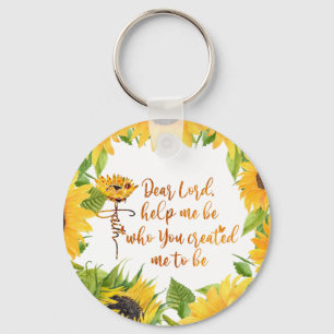 Faith Sunflower met Prayer Quote Sleutelhanger