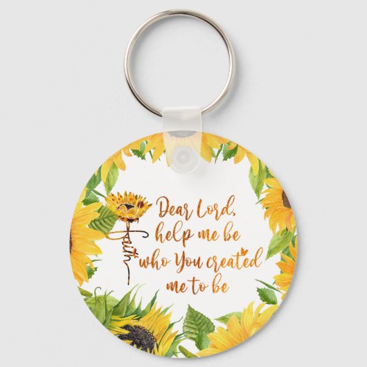 Faith Sunflower met Prayer Quote Sleutelhanger (Voorkant)