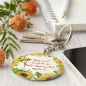 Faith Sunflower met Prayer Quote Sleutelhanger (Zijkant)