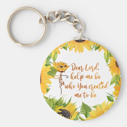 Faith Sunflower met Prayer Quote Sleutelhanger (Voorkant)