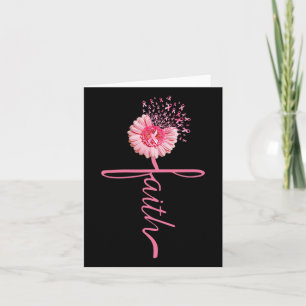 Faith Sunflower Pink Ribbon Breast Cancer Awarenes Kaart