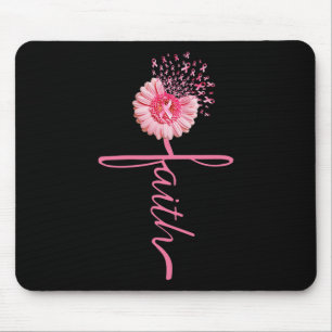 Faith Sunflower Pink Ribbon Breast Cancer Awarenes Muismat