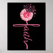 Faith Sunflower Pink Ribbon Breast Cancer Awarenes Poster (Voorkant)