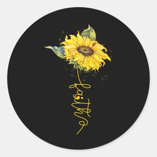 Faith Sunflower Semicolon Suicide Prevention Aware Ronde Sticker (Voorkant)