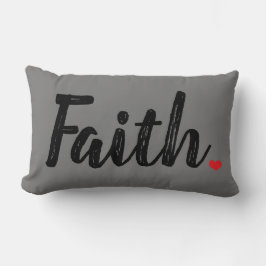 FAITH textuurletters met rode HART Lumbar Pillow Kussen