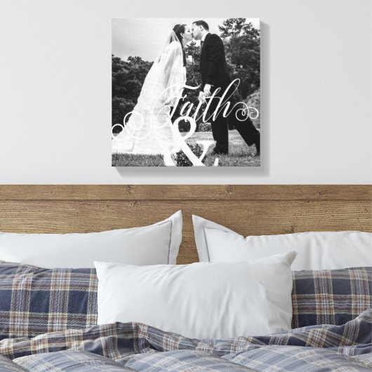 FAITH Typografie Foto Overlay Canvas Afdruk (Insitu (Slaapkamer))