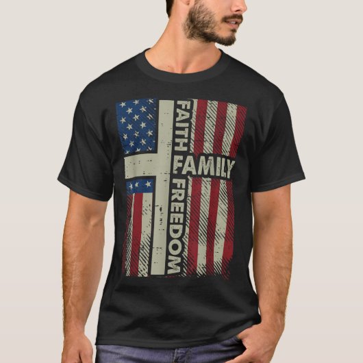 Faith Us Flag Christian Religious God Jesus Men Wo T-shirt (Voorkant)