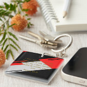 Faith Verse Elegante Zwarte en Rode Abstracte Kuns Sleutelhanger (Voorkant Rechts)