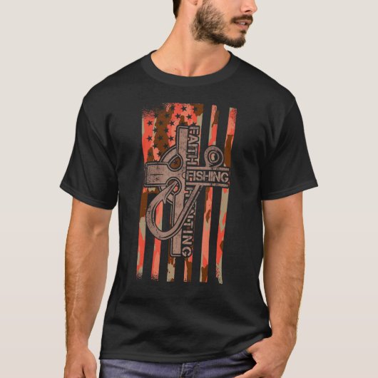 Faith Vist Hunting Christelijk Cross Hunter Ameri T-shirt (Voorkant)