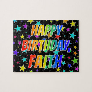 "FAITH" Voornaam, geun "HAPPY BIRTHDAY" Legpuzzel