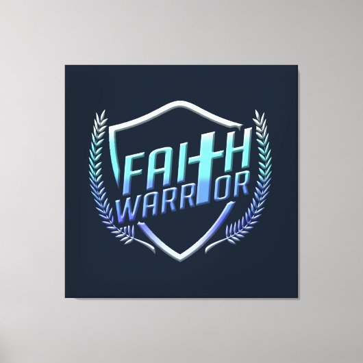 Faith Warrior Christian Blue Purple Ombre Canvas Afdruk (Voorkant)