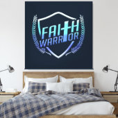 Faith Warrior Christian Blue Purple Ombre Canvas Afdruk (Insitu (Slaapkamer))