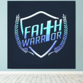 Faith Warrior Christian Blue Purple Ombre Canvas Afdruk (Insitu (Houten vloer))