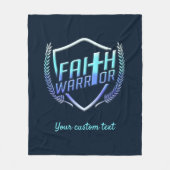 Faith Warrior Christian Blue Purple Ombre Fleece Deken (Voorkant)