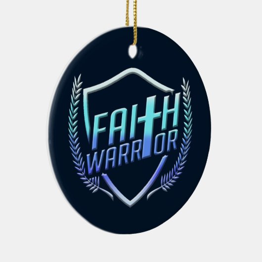 Faith Warrior Christian Blue Purple Ombre Keramisch Ornament (Rechts)