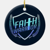 Faith Warrior Christian Blue Purple Ombre Keramisch Ornament (Achterkant)