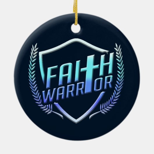 Faith Warrior Christian Blue Purple Ombre Keramisch Ornament (Achterkant)