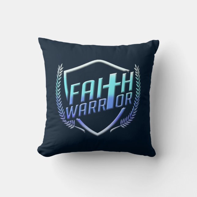 Faith Warrior Christian Blue Purple Ombre Kussen (Voorkant)